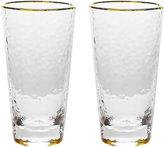 Hammered Gold Rim Vintage Whiskey Glasses