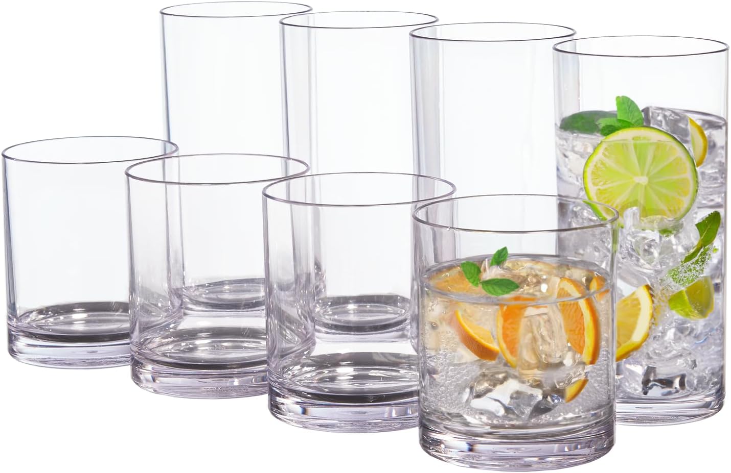 Classic Reusable Plastic Tumblers, Set of 8