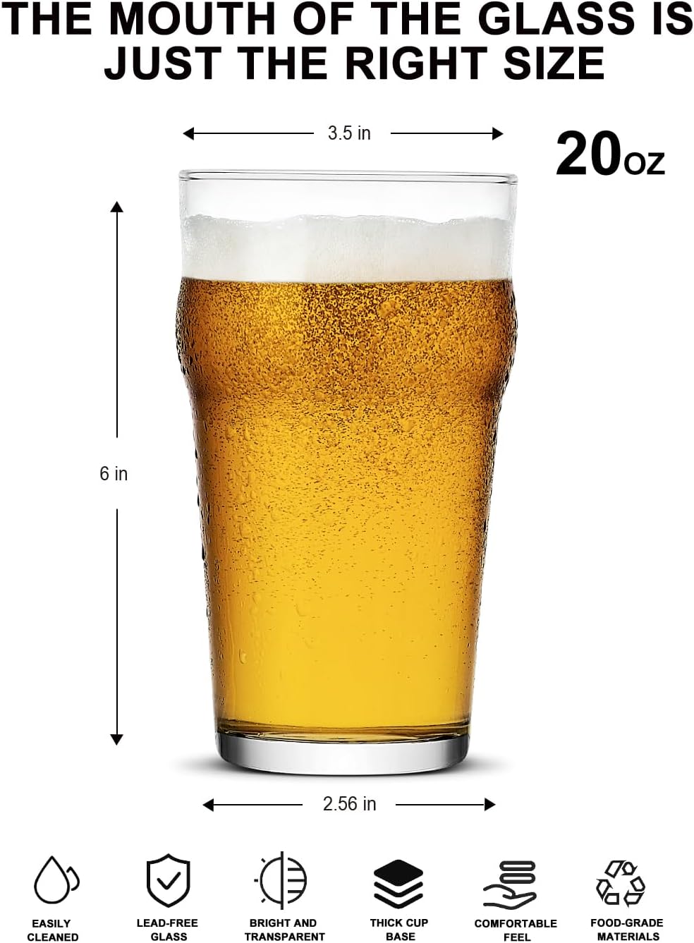 20 oz Craft Beer Glasses, Set of 4 - Image 2