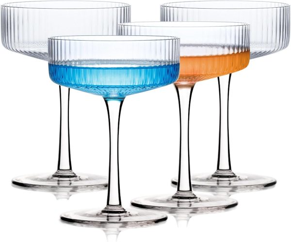 Handblown Crystal 9 oz Martini Glasses, Set of 4