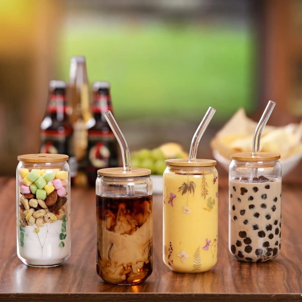 4 Piece Glassware Set with Bamboo Lids