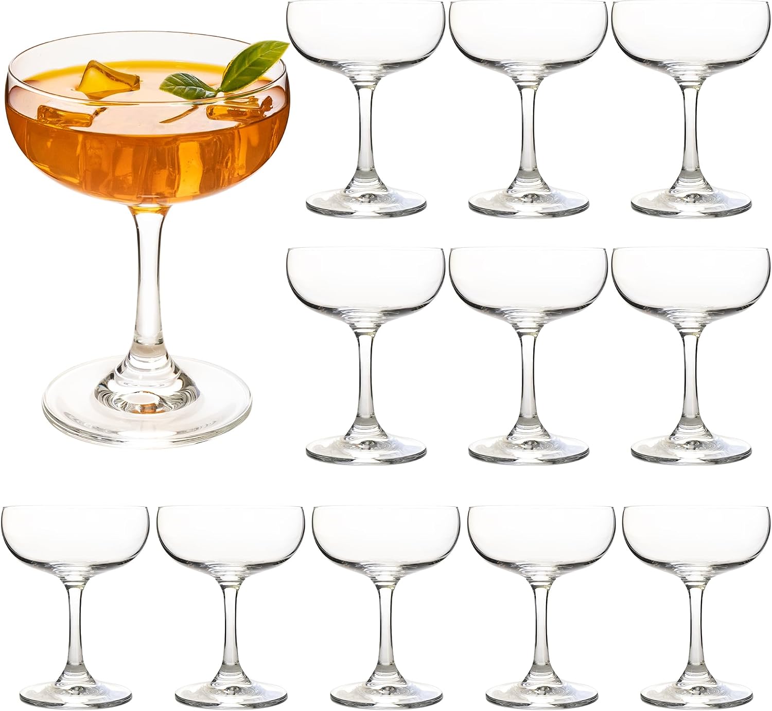 Elegant 7 oz Crystal Cocktail Glasses, Set of 12