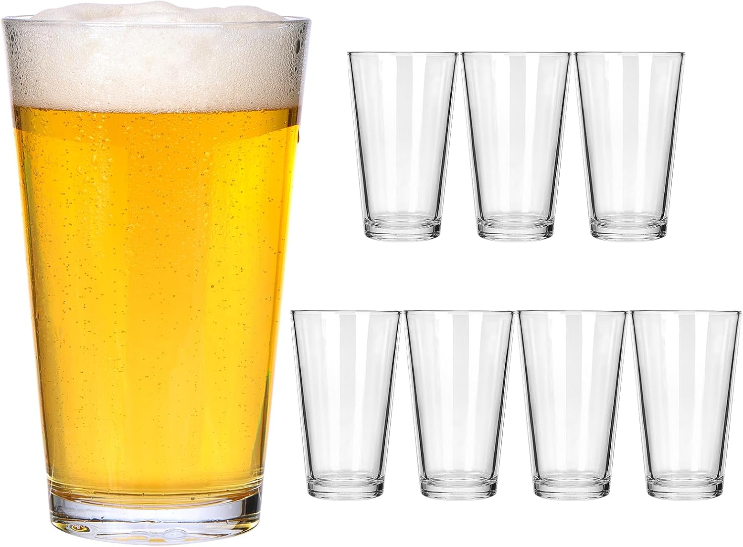 16 oz Beer Pint Glasses, Set of 8