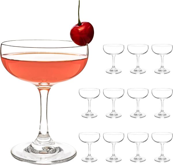 Crystal Cocktail and Martini Glasses, Set of 12