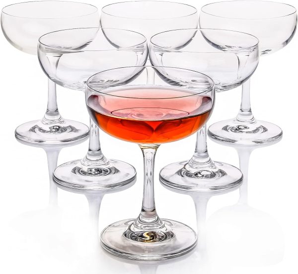 Elegant Short Stem Crystal Cocktail Glasses, Set of 6