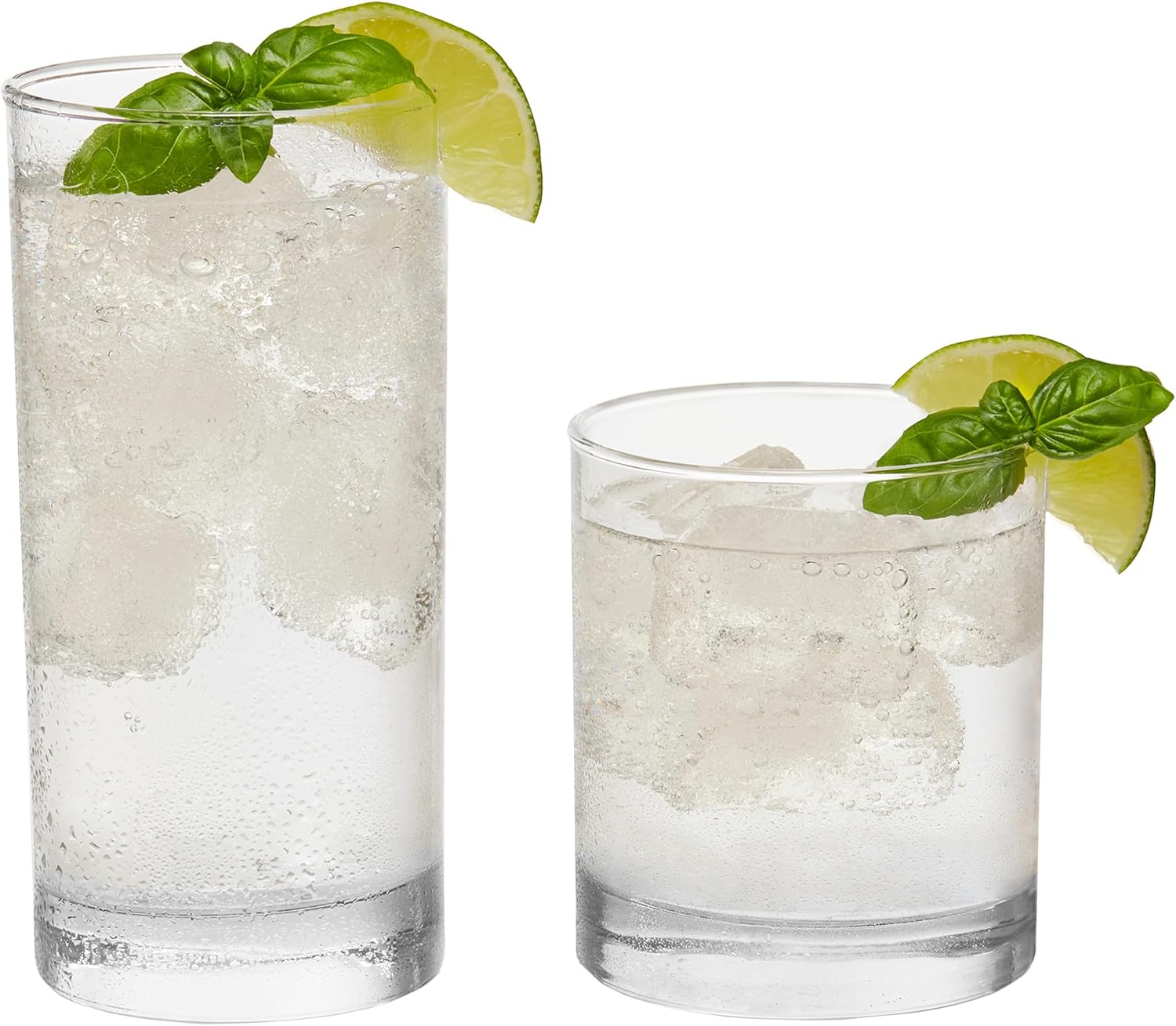 Elegant Tumbler and Rocks Glasses, Set of 16