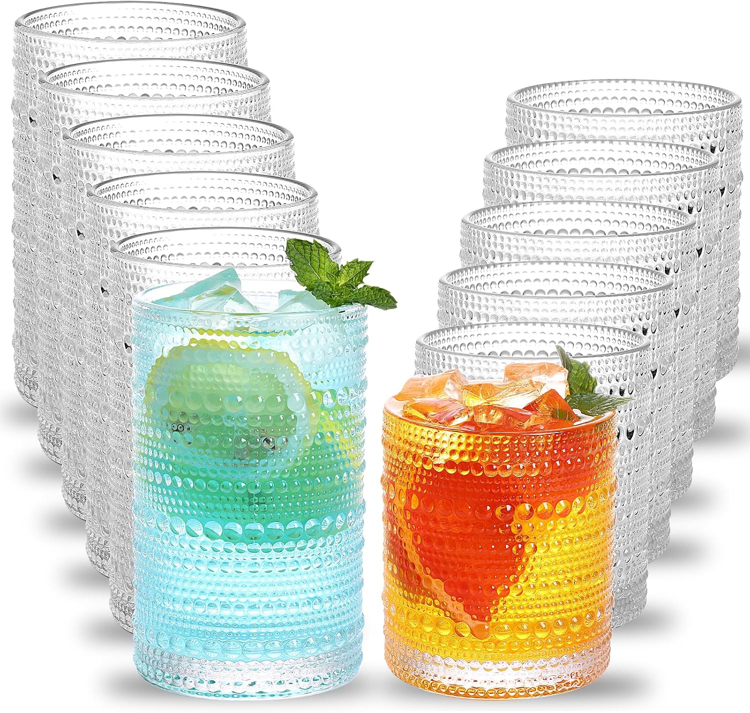 12 Piece Embossed Glass Tumbler Set