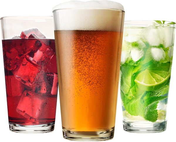 16 oz Pint Beer Glasses, Set of 12