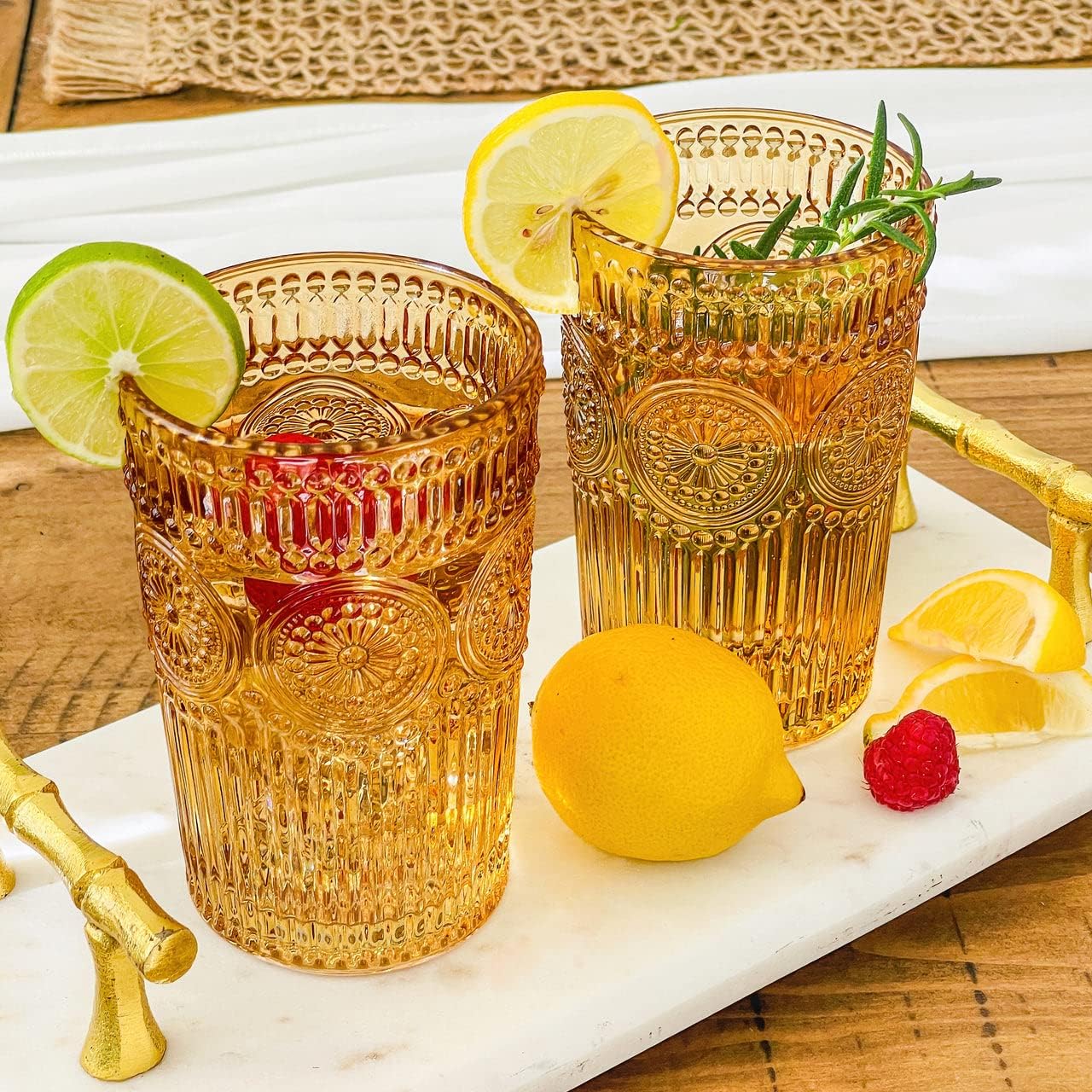 Amber Striped 13 oz Vintage Glasses, Set of 24 - Image 2