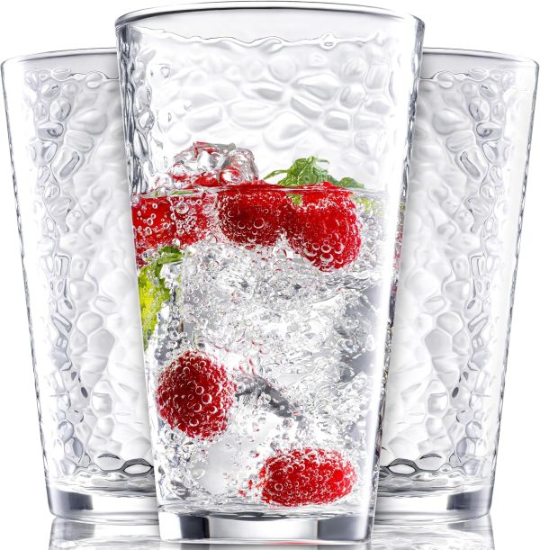Hammered 16 oz Stemmed Cocktail Glasses, Set of 10