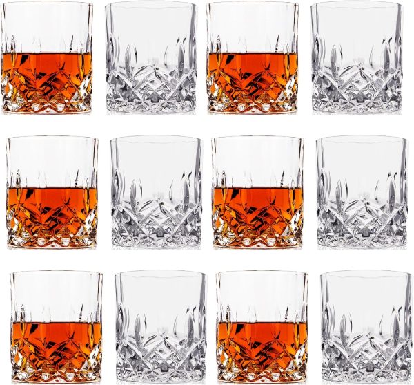 Crystal Cut Whiskey Rocks Glasses, Set of 12