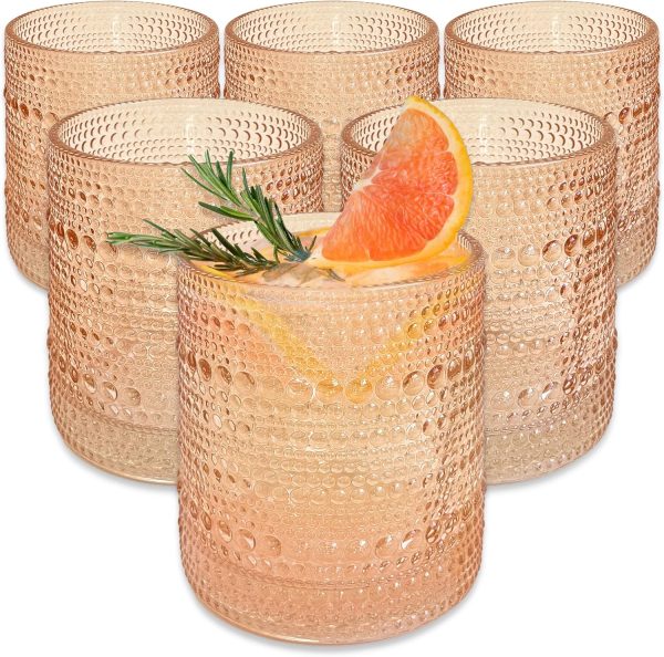 Rose Gold Beaded Vintage Glasses, Set of 6